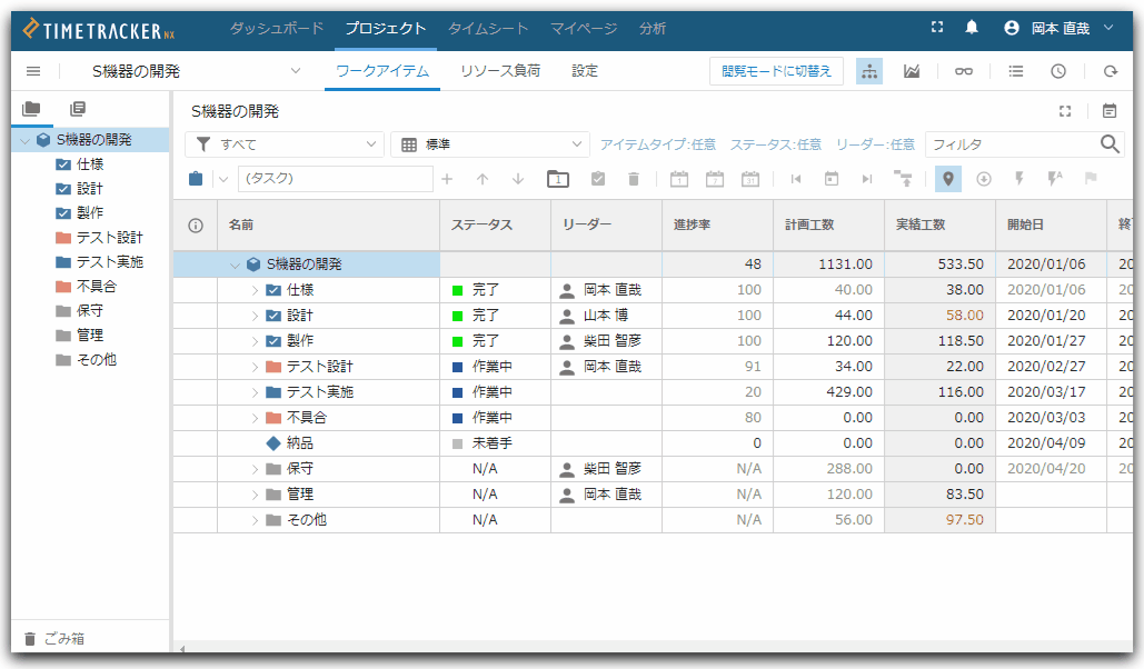 TimeTracker NX機能紹介～第8回 ガントテーブル設定を便利に使う！～